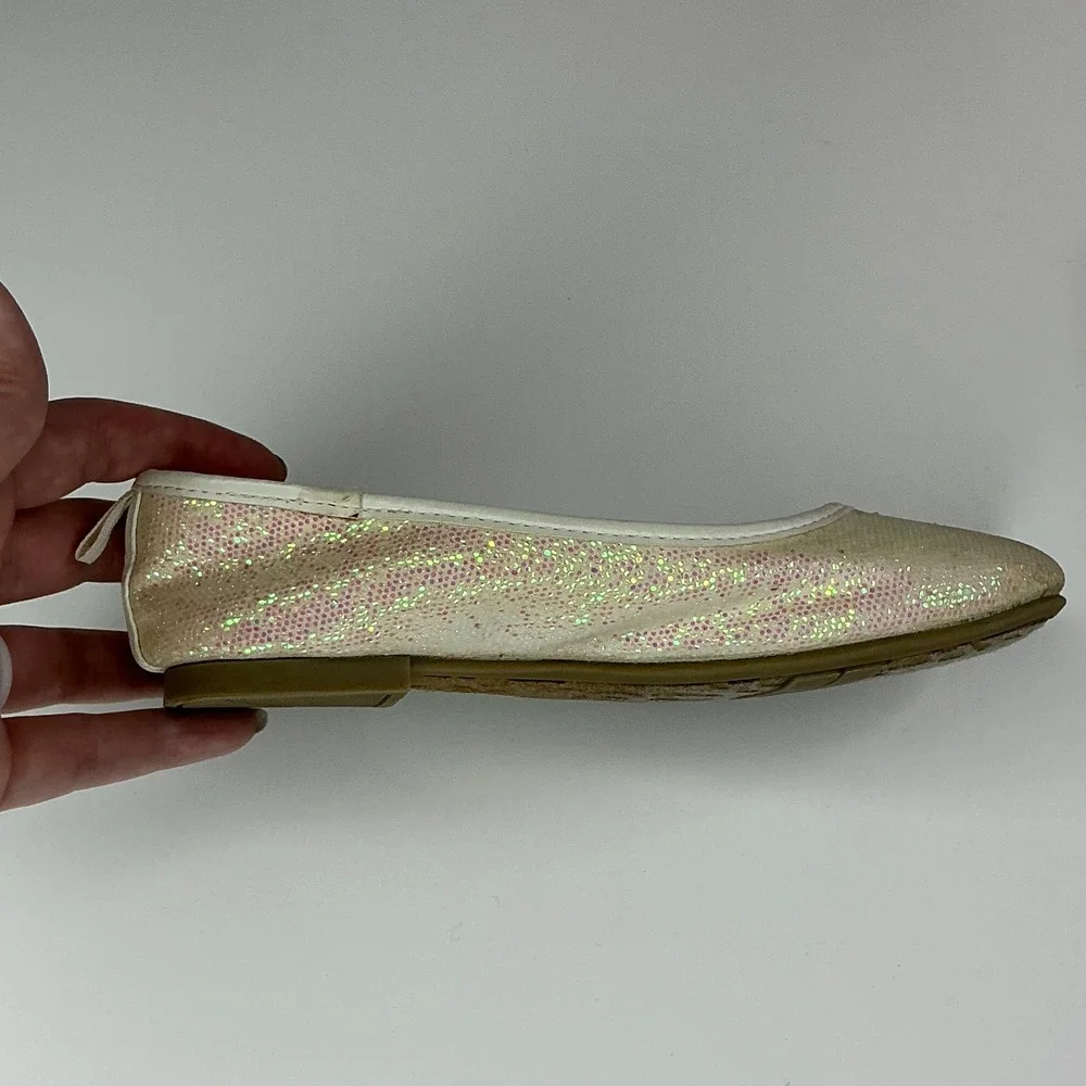 Faded Glory Iridescent Ballet Flat Kids Size 13 Glitter Sparkle Slip On Shoes